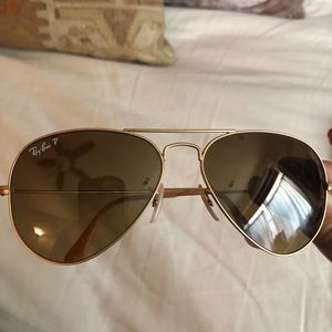 Ray Ban Aviator Gold Matte Sunglasses- Polarized